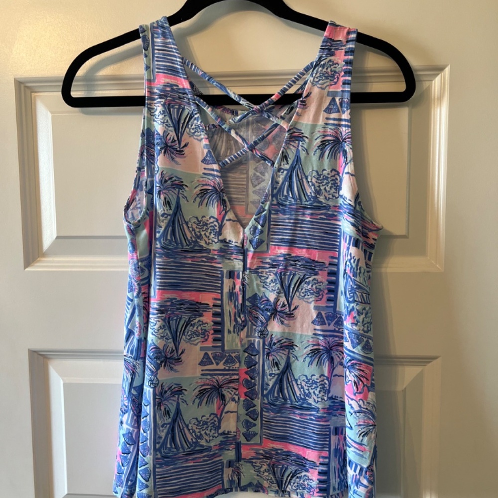 Lilly Pulitzer- Kristen Top Whisper Blue Yeah Buoy Size XS - Picture 2 of 5